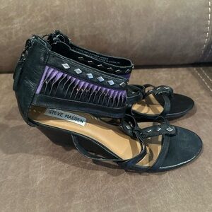 Steve Madden Leather Gladiator Wedge Sandals 9